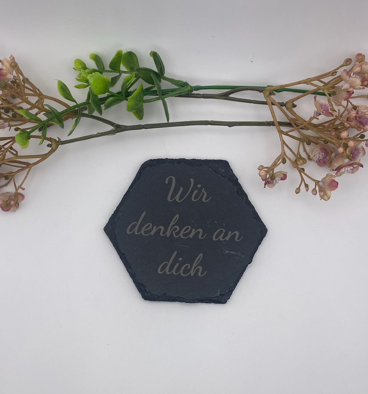Schiefer 6-Eck - Trauer *Spruch-6*  