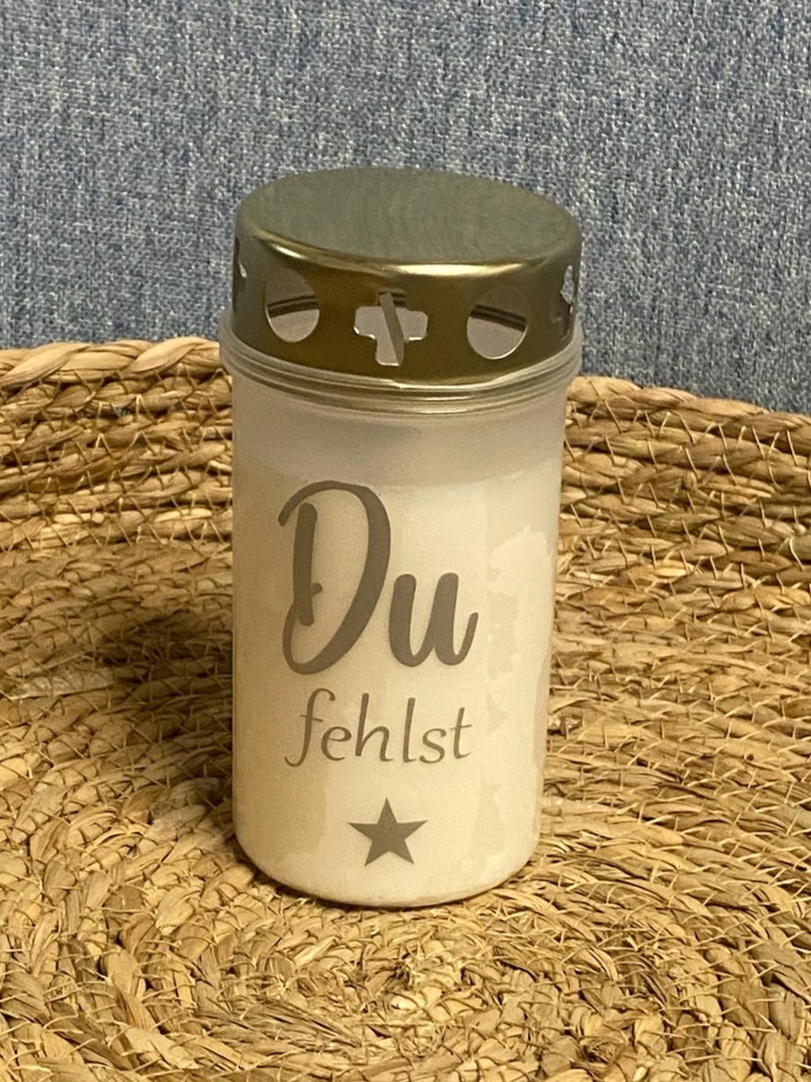 Grablicht mit Spruch - Grabkerze   