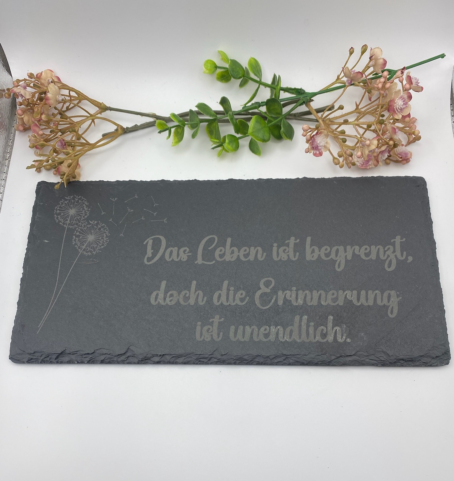 Schieferplatte "Trauer" Spruch Erinnerung