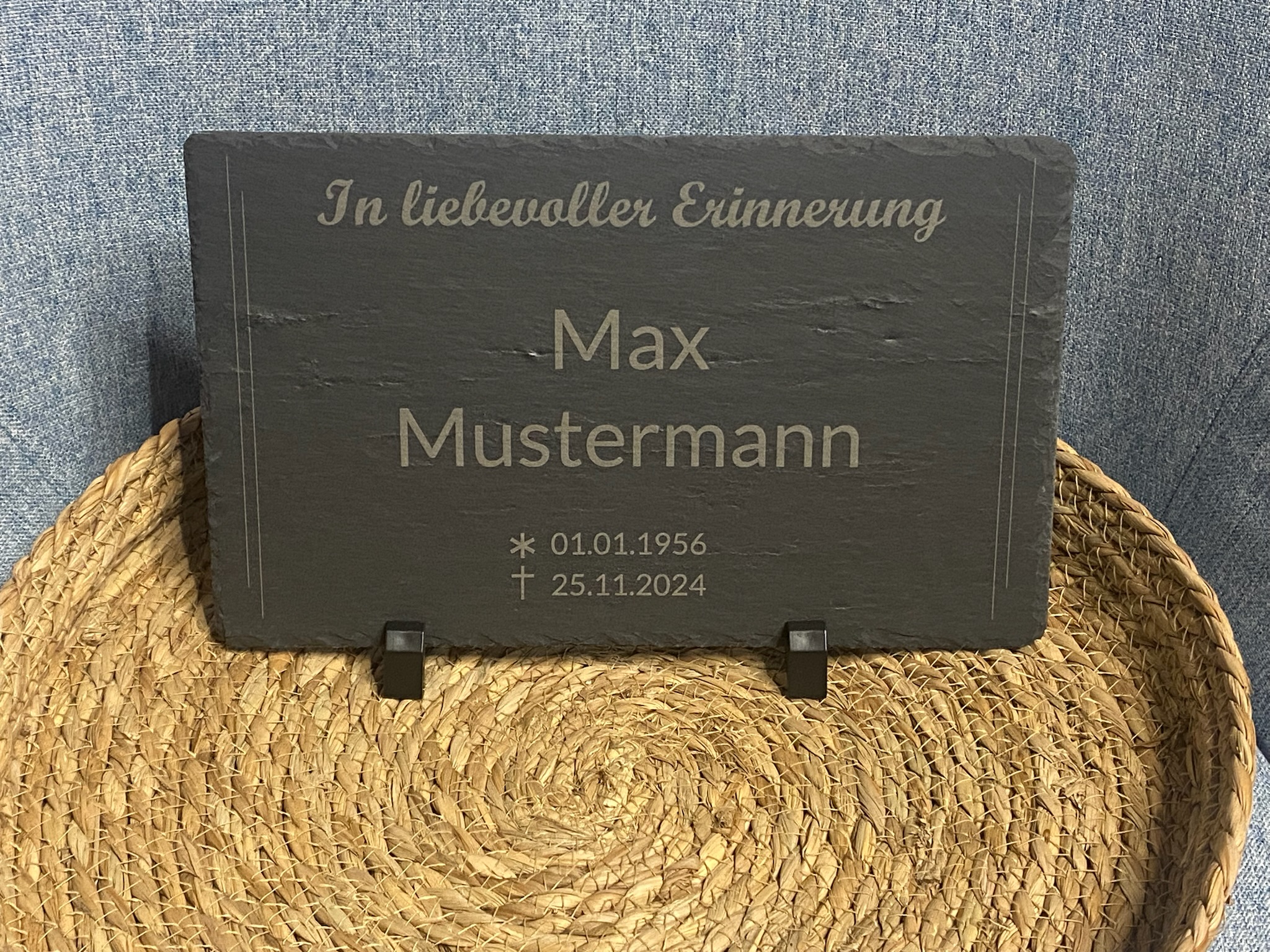 Schieferplatte "Trauer" personalisiert